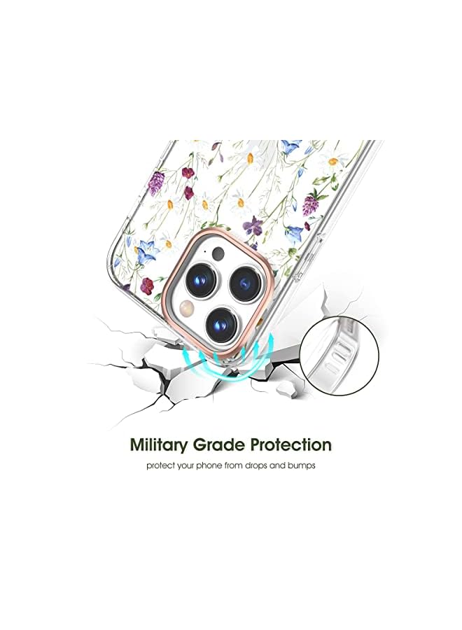 KASTWAVE Compatible With Iphone 14 Pro Max Flower Case Case Design For Girls Women Shockproof Floral Pattern Hard Back For Iphone 14 Pro Max Phone 6.7 In Garden - Image 4