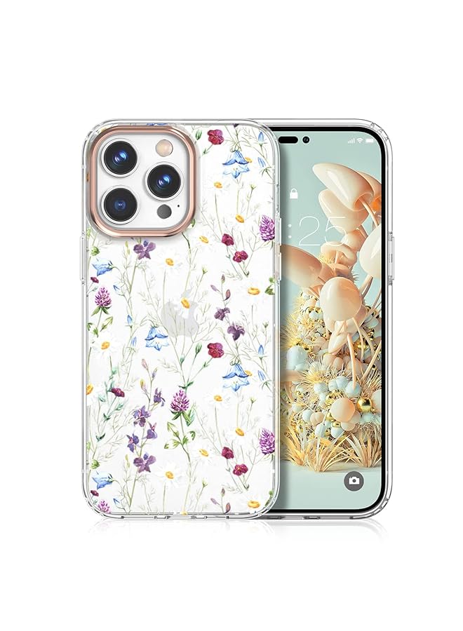 KASTWAVE Compatible With Iphone 14 Pro Max Flower Case Case Design For Girls Women Shockproof Floral Pattern Hard Back For Iphone 14 Pro Max Phone 6.7 In Garden - Image 1