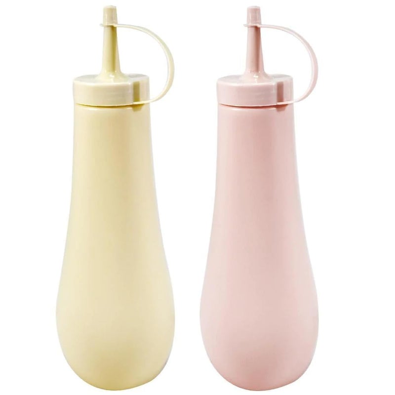 Prachit Prachit 2Pcs Sauce Bottle Kitchen Cooking Accessories Condiment Dispenser Bottle Plastic Sauce Ketchup Mustard Mayo Sauces Olive Oil Dispenser Bottles Set with Nozzle Cap Model 3 - Image 1