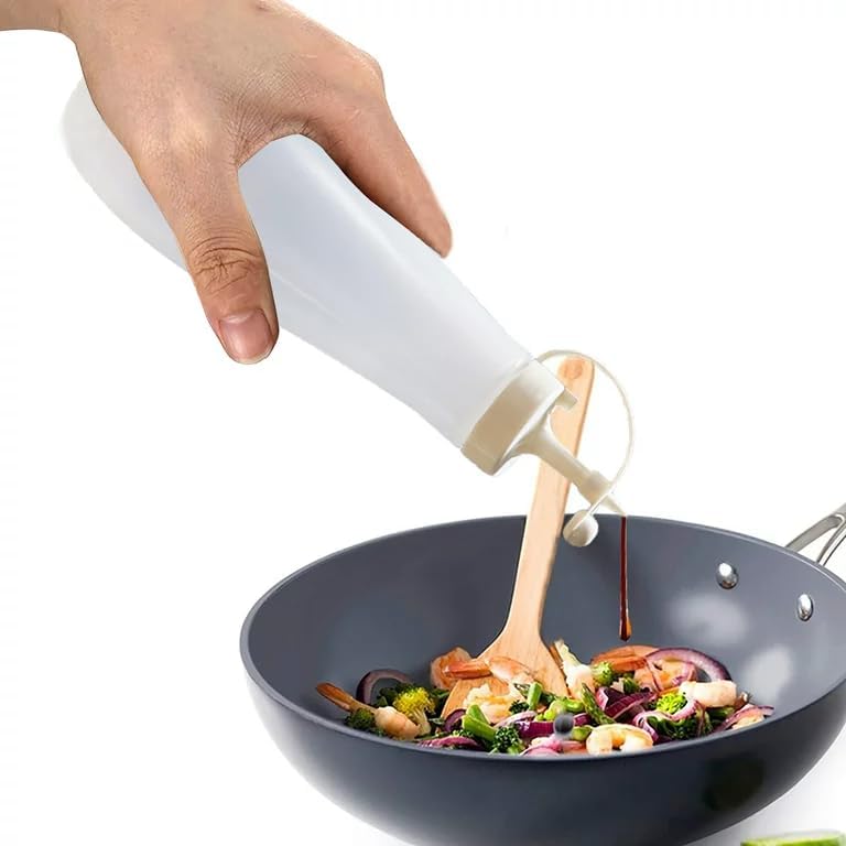 Prachit Prachit 2Pcs Sauce Bottle Kitchen Cooking Accessories Condiment Dispenser Bottle Plastic Sauce Ketchup Mustard Mayo Sauces Olive Oil Dispenser Bottles Set with Nozzle Cap Model 3 - Image 4