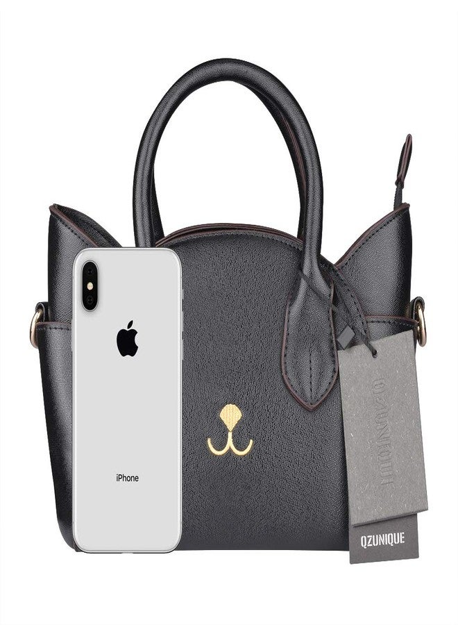 QZUnique Women's Summer Fashion Top Handle Cute Cat Cross Body Shoulder Bag Black - Image 2