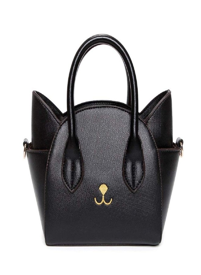 QZUnique Women's Summer Fashion Top Handle Cute Cat Cross Body Shoulder Bag Black - Image 1