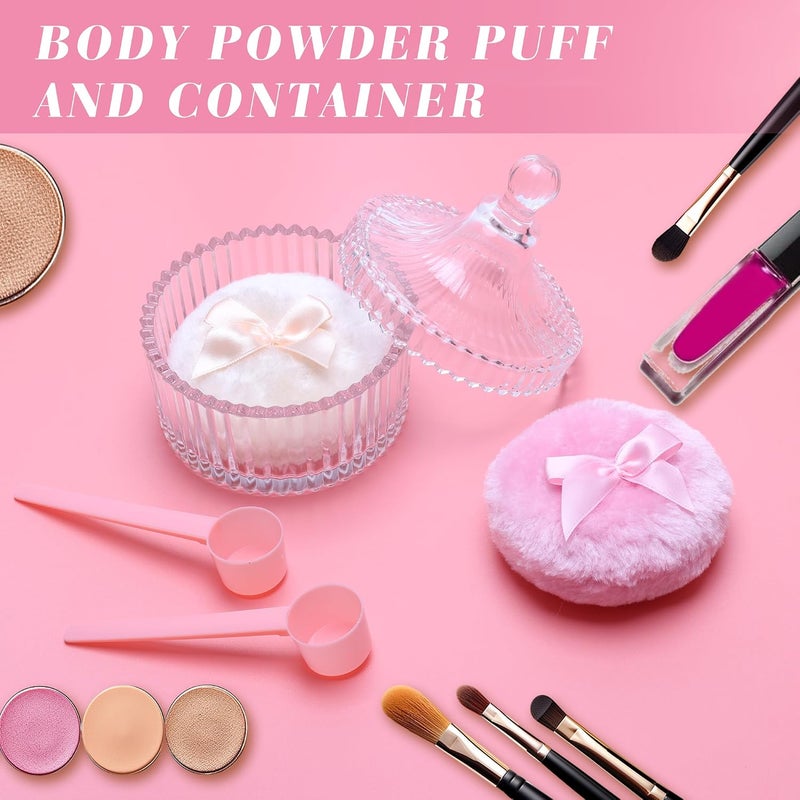 Coolrunner 5PCS Body Powder Puff and Container, Crystal Clear Powder Container with Powder Spoon, Dusting Powder with Puff for Women, Washable Reusable - Image 3
