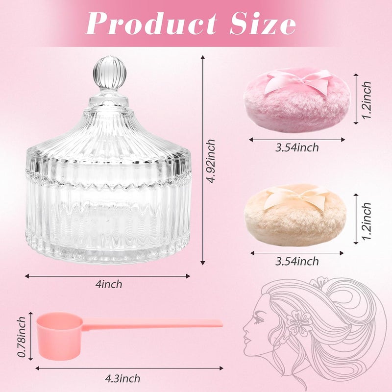 Coolrunner 5PCS Body Powder Puff and Container, Crystal Clear Powder Container with Powder Spoon, Dusting Powder with Puff for Women, Washable Reusable - Image 2