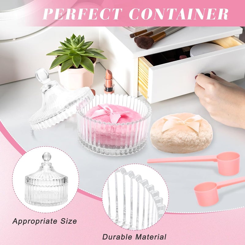 Coolrunner 5PCS Body Powder Puff and Container, Crystal Clear Powder Container with Powder Spoon, Dusting Powder with Puff for Women, Washable Reusable - Image 5