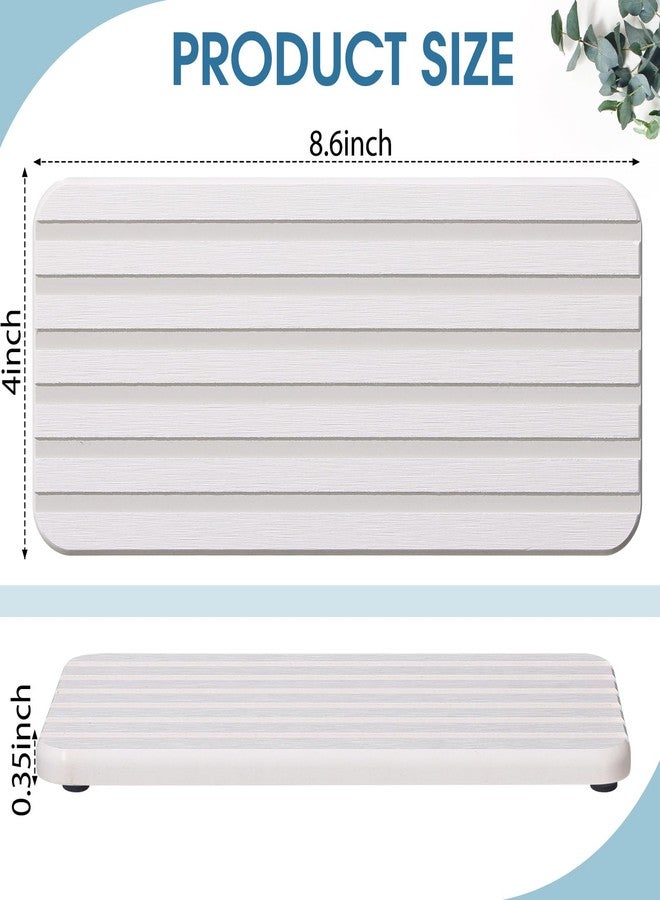 Photect 2Pcs Water Absorbent Diatomite Coasters 8.6x4'' Diatomaceous Earth Drying Ma, Grooved Design Water Absorbing Stone for Home Bathroom Decoration Home Warming Gift (White) - Image 2