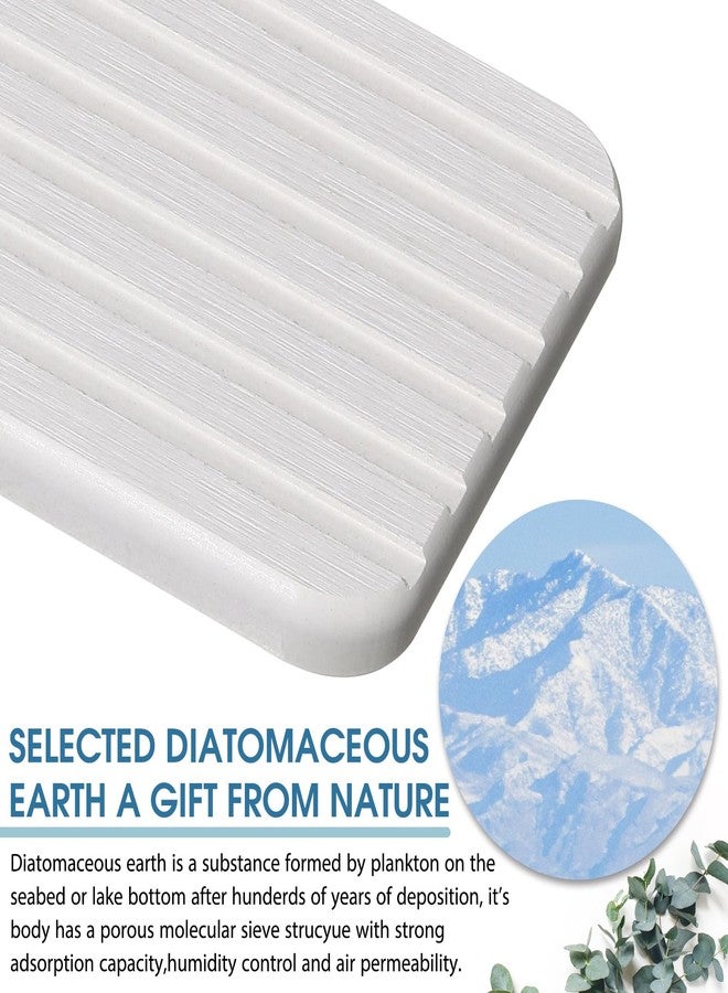 Photect 2Pcs Water Absorbent Diatomite Coasters 8.6x4'' Diatomaceous Earth Drying Ma, Grooved Design Water Absorbing Stone for Home Bathroom Decoration Home Warming Gift (White) - Image 4