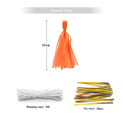 Binpeng 9.8in Orange Tissue Paper Tassel DIY Hanging Paper Decorations Party Garland for Parties, Weddings, Festivals, Baby Showers - 20PCS (25CM) - Image 2