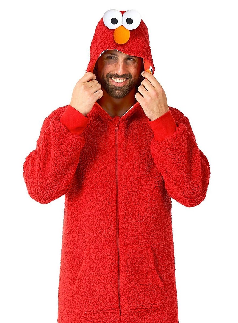 Opposuits Adult Unisex Elmo Onesie - Sesame Street One-piece Pajamas - Loose Fit - Including Pockets - Red - Image 3