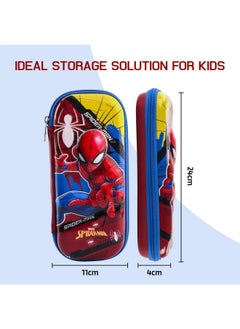Kuber Industries Kuber Industries Pack of 2 Kids 3D Pencil Box Boys for School with Zip | Kids Pencil Box for Girls - Ideal for Storing Pens & Erasers | Marvel Print- Blue & Maroon  - Image 3