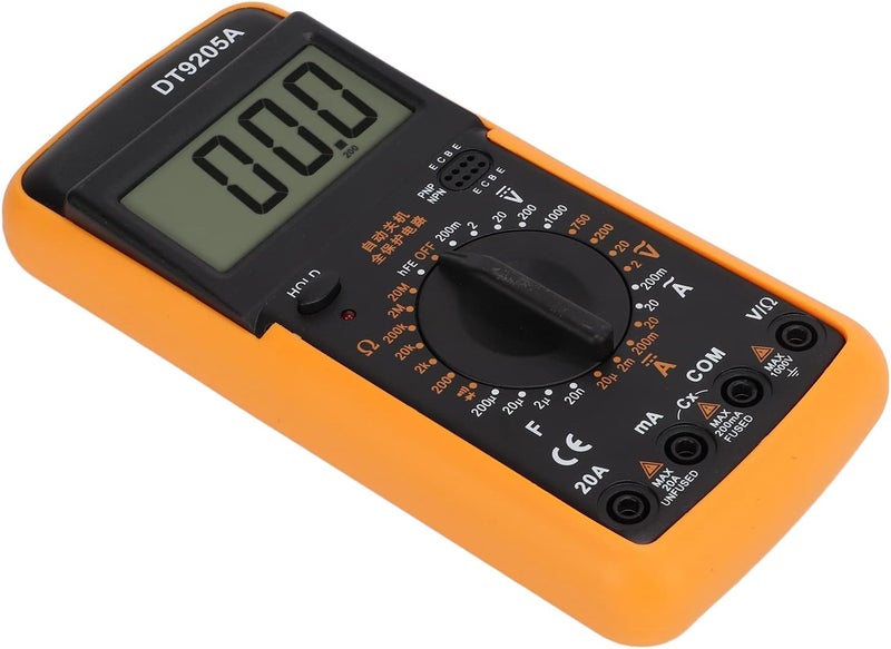 Voltage tester multimeter – pocket handheld meter – DC/AC current & voltage reading, resistance & capacitance check, continuity beeper and diode check, rugged casing, ideal for workshop use - Image 3