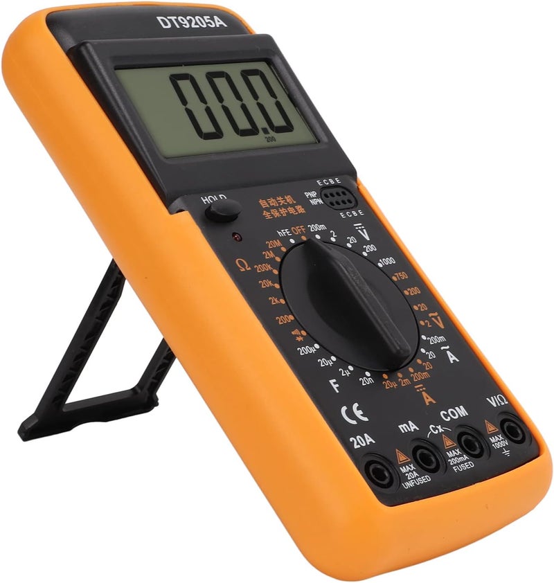 Voltage tester multimeter – pocket handheld meter – DC/AC current & voltage reading, resistance & capacitance check, continuity beeper and diode check, rugged casing, ideal for workshop use - Image 1