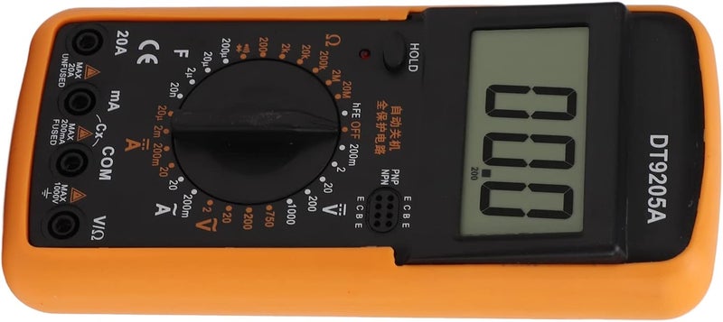 Voltage tester multimeter – pocket handheld meter – DC/AC current & voltage reading, resistance & capacitance check, continuity beeper and diode check, rugged casing, ideal for workshop use - Image 2