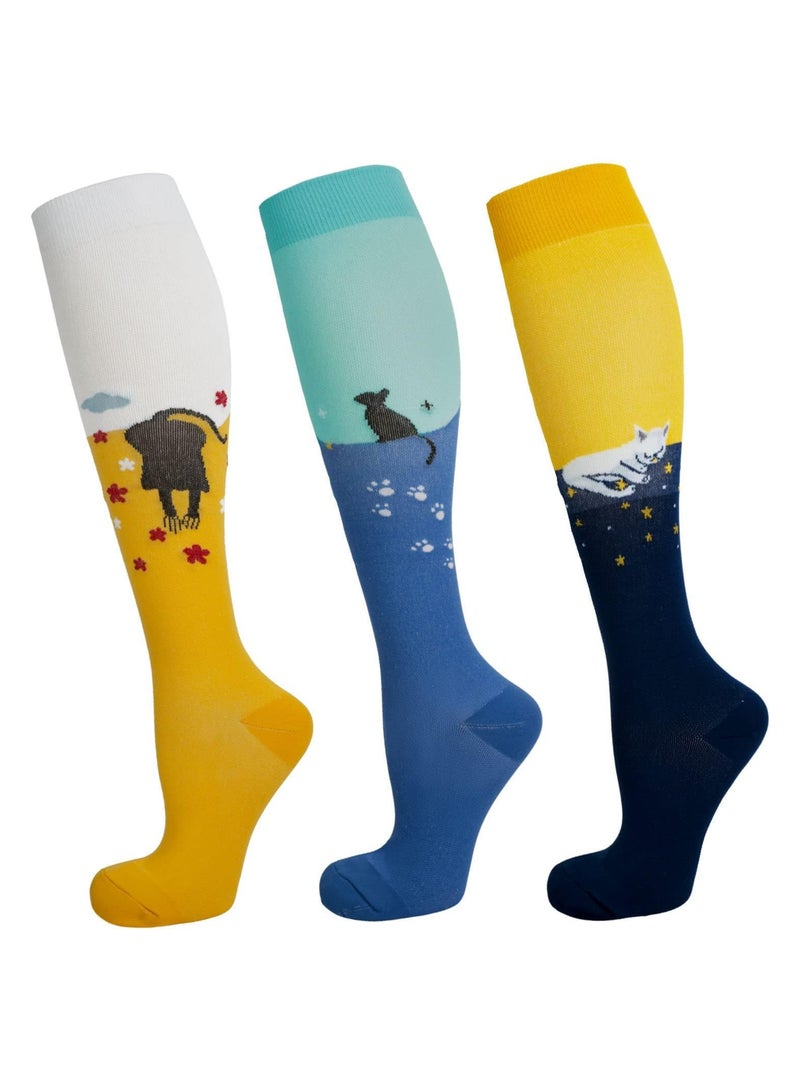 جوارب ضاغطة، 3 أزواج من جوارب الطيران للنساء والرجال، جوارب ضغط مريحة ومناسبة للتنفس، جوارب ضغط للجري، مناسبة للرياضات التنافسية، للسفر L/XL - Image 1