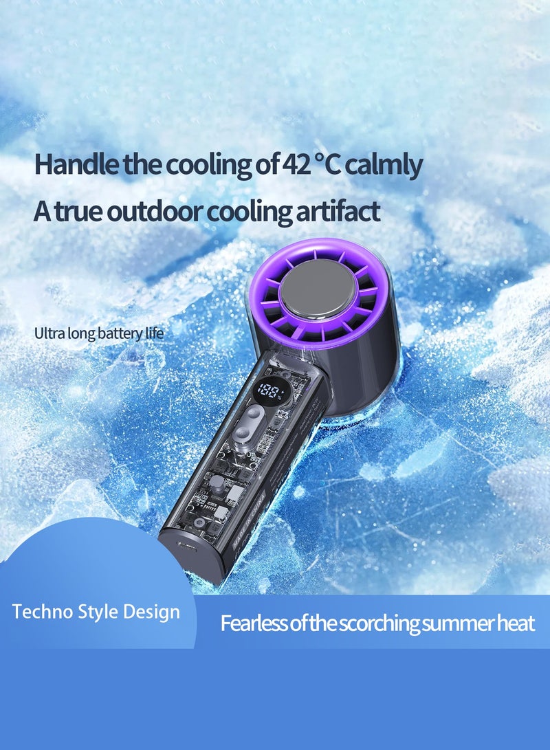 لوتيك مروحة صغيرة محمولة باليد من آيس سينس سيميكوتيكتور، مروحة صغيرة محمولة تدوم طويلاً 4000 مللي أمبير في الساعة 100 سرعة متغيرة بلا حدود تبريد قوي وفعال وسريع، مروحة تبريد صغيرة بضاغط تبريد من النوع C سريعة الشحن في المنزل والمكتب والمكتب في الهواء الطلق أداة تبريد سحرية - Image 4