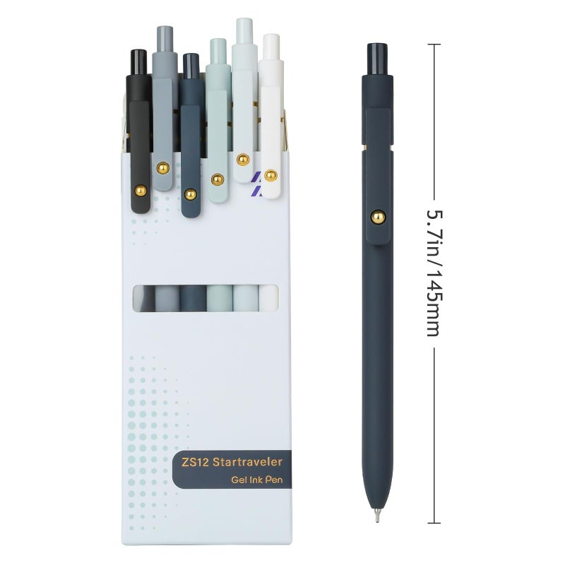 Ddaowanx Gel Pens, 0.7mm Quick Dry Fine Point Smooth Writing Pens, Cute Office School Supplies Gifts for Women (12 Pcs Black White Gray, Black) - Image 2