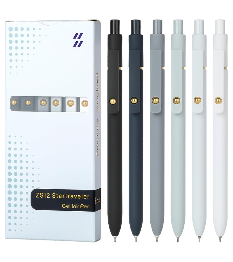 Ddaowanx Gel Pens, 0.7mm Quick Dry Fine Point Smooth Writing Pens, Cute Office School Supplies Gifts for Women (12 Pcs Black White Gray, Black) - Image 1