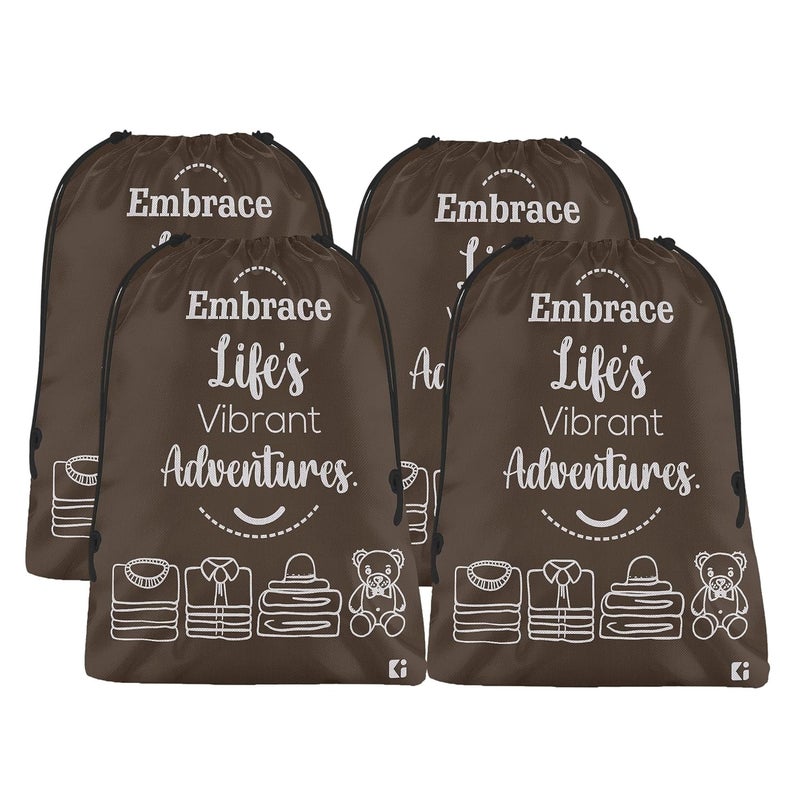 Kuber Industries Pack of 4 Cloth Storage Bag NonWoven Storage Organizer Travel Cloth Carrying Bag Garments Cover for Laundry Travel Storage Organizer for Clothing Large Brown - Image 1