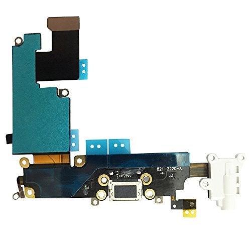 Johncase OEM Charging Port Dock Connector Flex Cable w/Microphone + Headphone Audio Jack Port Ribbon Replacement Part Compatible for iPhone 6 Plus All Carriers (White) - Image 2