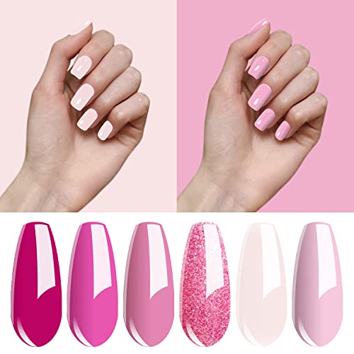 Vishine Gel Nail Polish Kit Soak Off 6pcs Pink Nail Polish Nail Art Manicure New Starter Gift Set 8ml - Image 2
