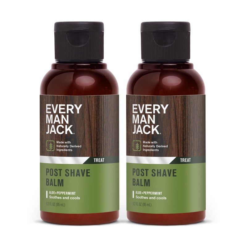 Every Man Jack Men's Post Shave Balm - Calms Irritation, Cools Skin, Hydrates, Absorbs Fast - Made with Naturally Derived Ingredients like Coconut Oil, Aloe Vera, Natural Menthol - 3.2oz - 2 Pack - Image 1