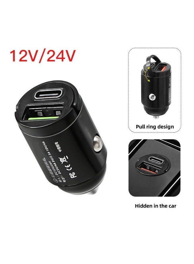 Car Super Fast Charger 12 24V Car Charger Cigarette Lighter to USB Type C Dual Port Phone Fast Charging Adapter - Image 1