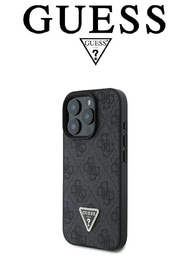 CG MOBILE iPhone 16 Pro Max cover with a strap, with a logo and a leather design approved by the global brand Guess. From CG-MOBILE. In Black - Image 3