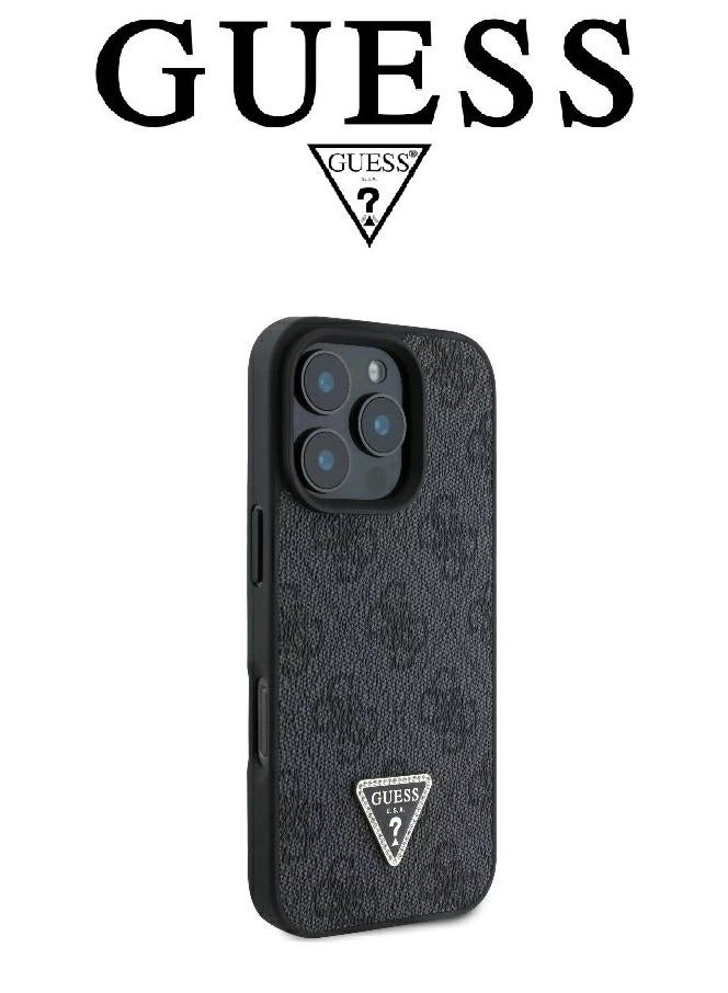 CG MOBILE iPhone 16 Pro Max cover with a strap, with a logo and a leather design approved by the global brand Guess. From CG-MOBILE. In Black - Image 4