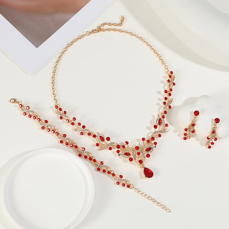Elegant Bridal Necklace, Earrings & Bracelet Set - Luxury Wedding Jewelry for Evening Gowns