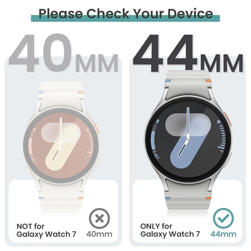 OpenTech Hard Matte Silicone Protection Front Case Cover Compatible for Samsung Galaxy Watch 7 (44 mm) (No Screen Protector Attached) (Black) - Image 2