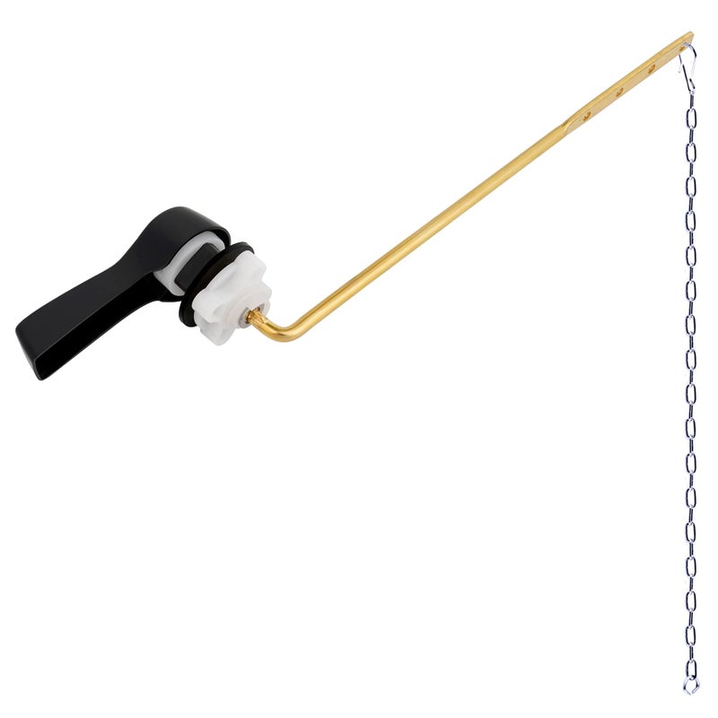 Hibbent Universal Metal Front Mount Toilet Handle Replacement Kit Brass Toilet Flush Tank Lever with Stainless Steel Flapper Chains for Most Toilets Matte Black Finish
