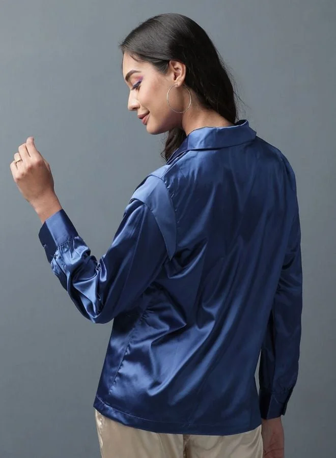 Freehand  Women Regular Fit Solid V-Neck Long Sleeve Shirt  | Best Price UAE