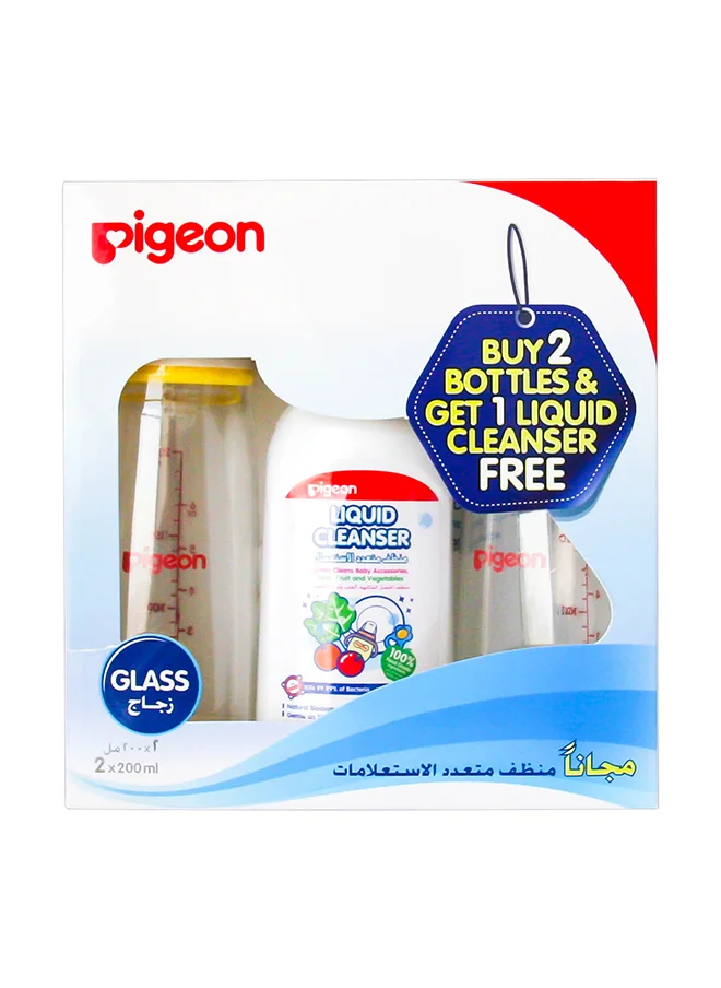 بيجون Glass Bottles Twin 200 ML Plus Liquid Cleanser 200 ML Free