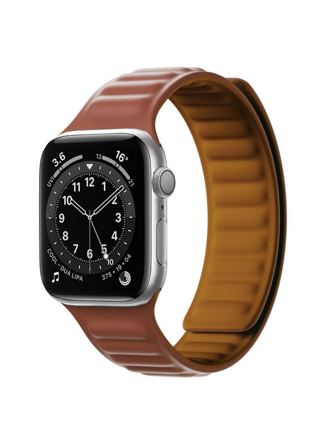 Replacement Strap Silicone Magnetic Strap Watch Band For Apple Watch Series 9&8&7 41mm / SE 3&SE 2&6&SE&5&4 40mm / 3&2&1 38mm Brown