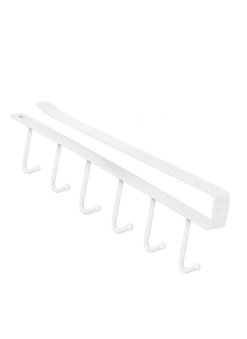 6-Hooks Cup Holder White 26.00x5.00x10.00cm