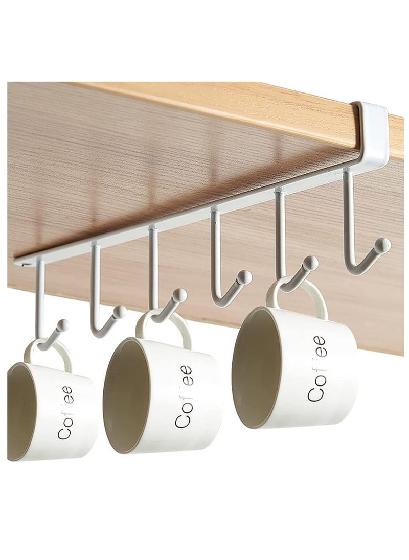 6-Hooks Cup Holder White 26.00x5.00x10.00cm