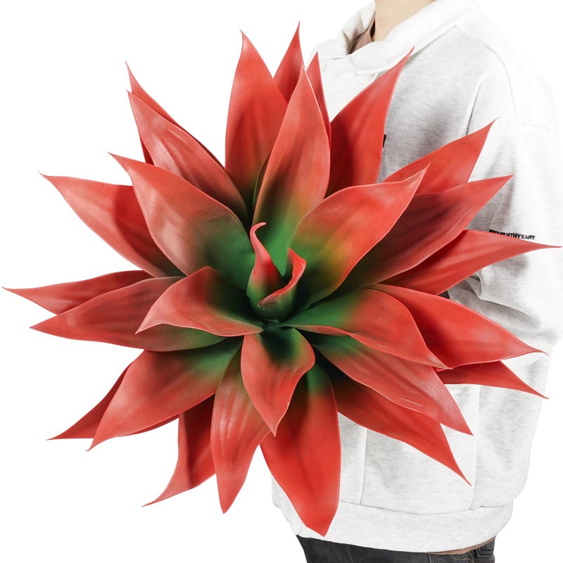 Velener Fall Fake Agave Artificial Plant: Red Fake Succulents Plant for Room Decor and Autumn, Unpotted Faux Agave Plant for Outdoor/Indoor Fall Decor, Red, 28 inches, Set of 1 - Image 1
