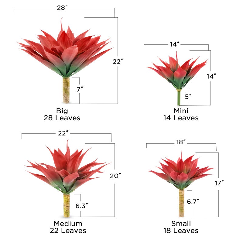 Velener Fall Fake Agave Artificial Plant: Red Fake Succulents Plant for Room Decor and Autumn, Unpotted Faux Agave Plant for Outdoor/Indoor Fall Decor, Red, 28 inches, Set of 1 - Image 2