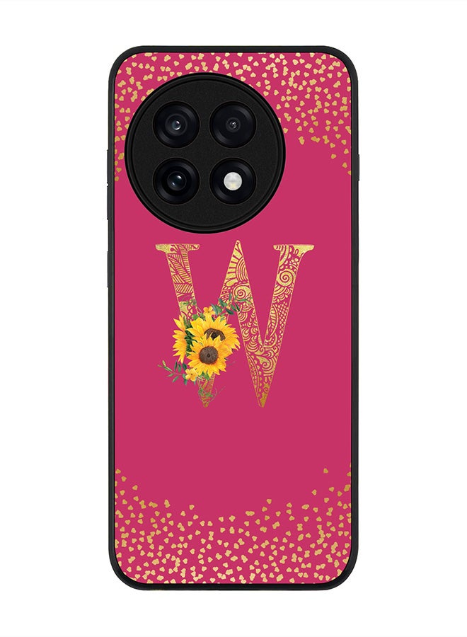 Stylizedd For OnePlus 13R / Ace 5 Pro Case,Slim fit Camera Protection, Shockproof Thin Phone cover  - Custom Floral Monogram - W ( Deep Pink )