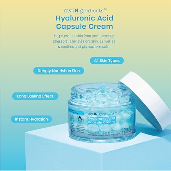 masque BAR My Ingredients Hydrating Capsule Cream Face Moisturizer, Hyaluronic acid based moisturizer, Boba face cream with Niacinamide, Korean skin care 50ml - Image 2