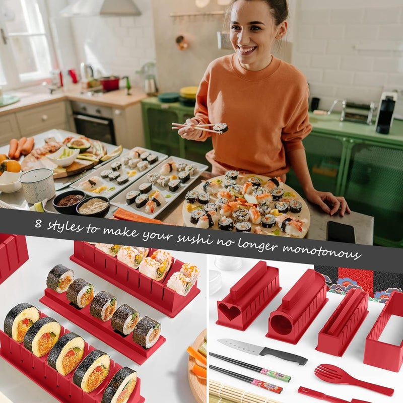HI NINGER Sushi Making Kit Deluxe Edition Complete Sushi Maker Kit 12PCS Home Sushi Mold Press with Sushi Rice Roll Mold ShapesFork  Sushi KnifeSushi Rolling MatChopsticks - Image 2
