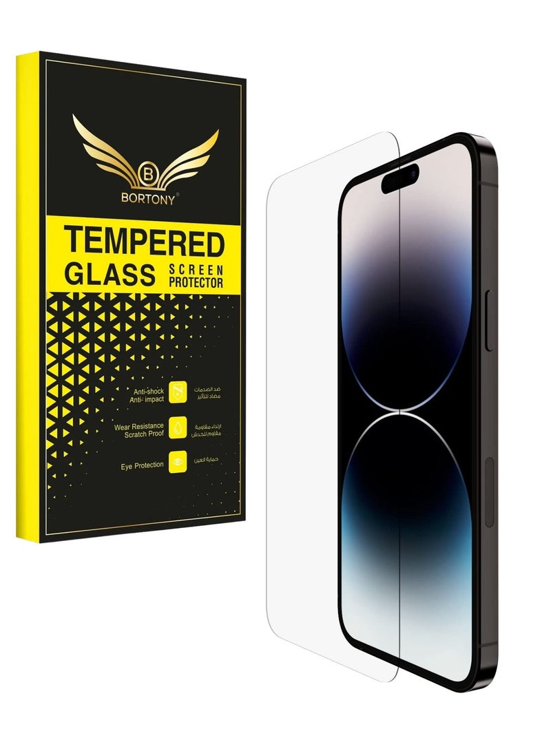 BORTONY Tempered Glass Screen Protector for 14 Pro 6.1 Inch Easy Installation Bubble Free HD Clear Scratch Resistant Anti-Fingerprint Full Screen Coverage Compatible with Apple iPhone 14 Pro - Image 1