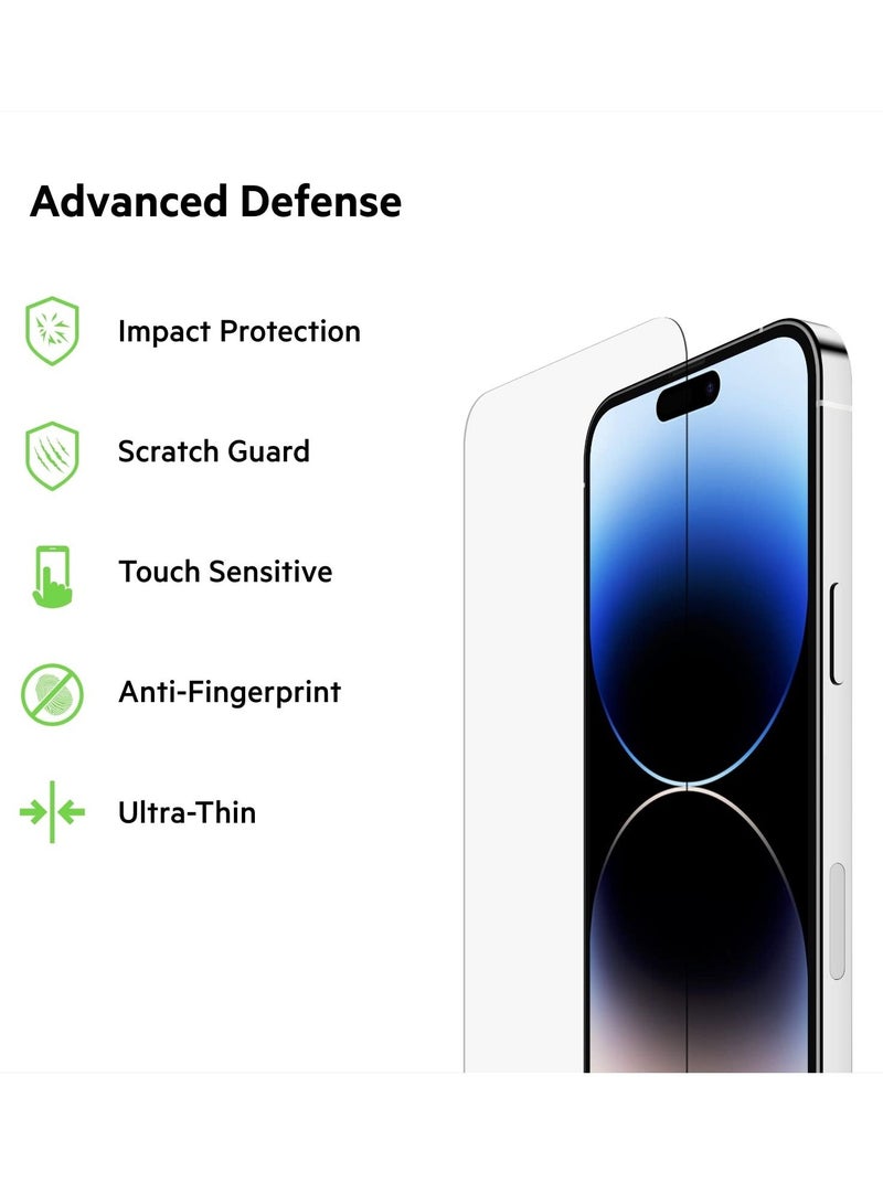 BORTONY Tempered Glass Screen Protector for 14 Pro 6.1 Inch Easy Installation Bubble Free HD Clear Scratch Resistant Anti-Fingerprint Full Screen Coverage Compatible with Apple iPhone 14 Pro - Image 4
