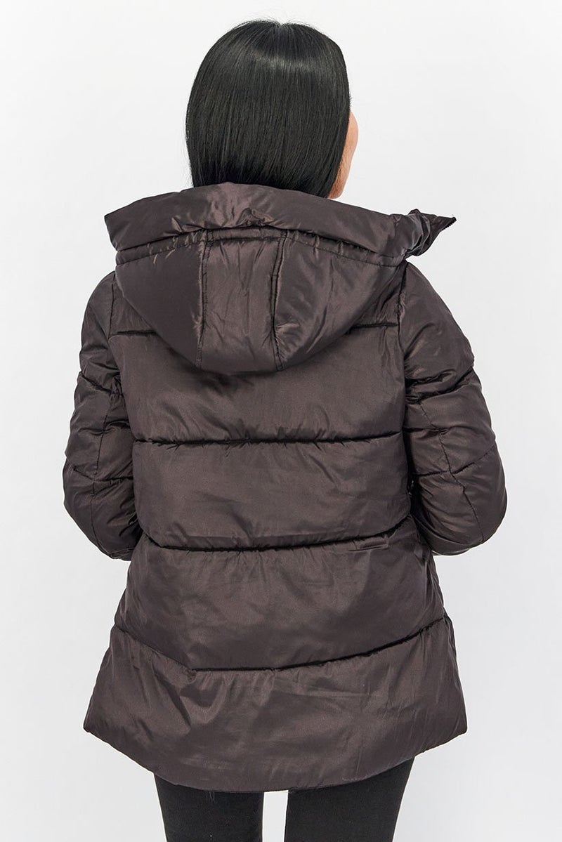 Sam Edelman Women Hooded Funnel Corral Puffer Jacket, Black - Image 2