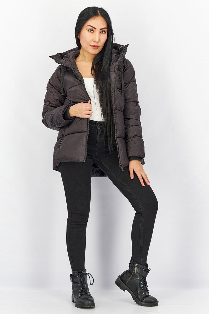 Sam Edelman Women Hooded Funnel Corral Puffer Jacket, Black - Image 4