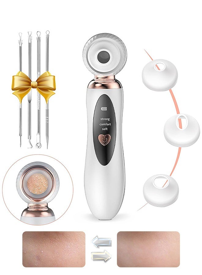 Photon Facial Pore Cleaner, Blackhead Remover Electronic Facial Pore Cleaner Acne Vacuum, Visual Rechargeable Blackhead Vacuum Facial Pore Cleaner-3 Suction Soft Silicone with 3 Probes - Image 1