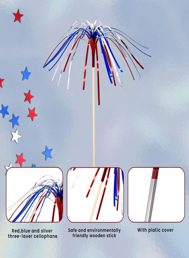 EVYIENEN 100 Pack 4th of July Cocktail Picks,6inch Patriotic Fireworks Toothpicks for Appetizers,Red White Blue Bamboo Skewers Sticks for Fourth of July Party Supplies Independence Day Decorations - Image 3