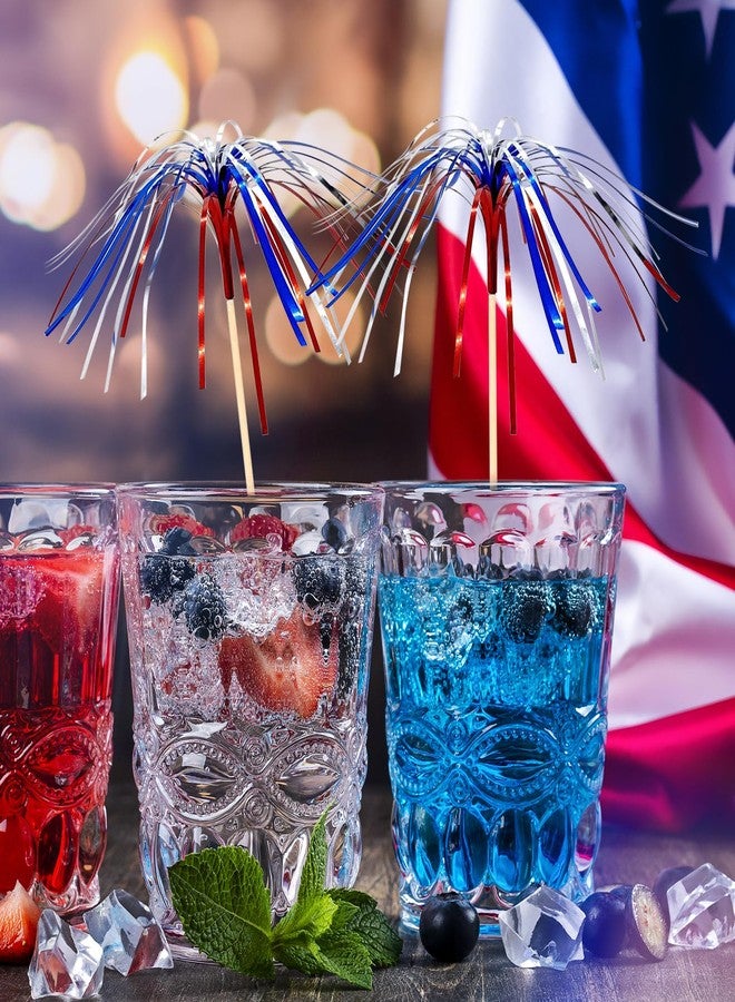 EVYIENEN 100 Pack 4th of July Cocktail Picks,6inch Patriotic Fireworks Toothpicks for Appetizers,Red White Blue Bamboo Skewers Sticks for Fourth of July Party Supplies Independence Day Decorations - Image 5