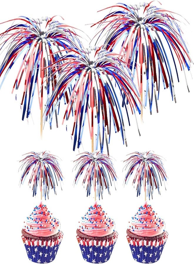 EVYIENEN 100 Pack 4th of July Cocktail Picks,6inch Patriotic Fireworks Toothpicks for Appetizers,Red White Blue Bamboo Skewers Sticks for Fourth of July Party Supplies Independence Day Decorations - Image 1