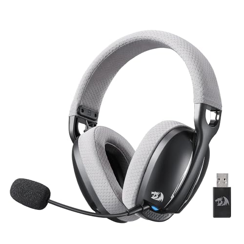 Redragon H878 3-Mode Wireless Blue Lighting Gaming Headset - Lightweight - 7.1 Surround Sound - 40MM Drivers - Detachable Microphone - Multi Platforms for PC, PS5/4/3, Switch, Mobile, Black&Gray - Image 1